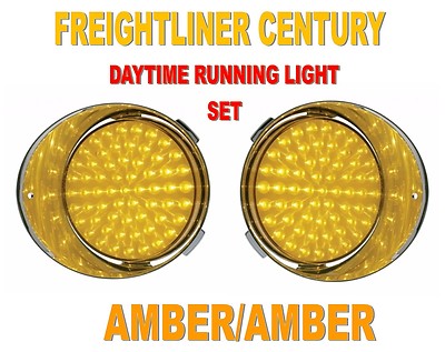 Freightliner Century Daytime Running Lights Amber LED Amber Lens One Set LT & RT