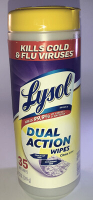 Lysol Dual Action Wipes, Citrus Scent, 35 Wipes-Kills 99% Germs-SHIPS N 24 HOURS