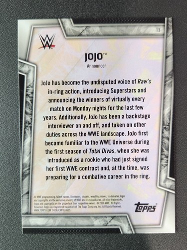 2018 Topps WWE Women's Division #13 JOJO - Picture 2 of 2