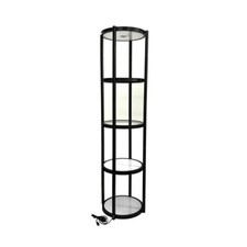 USA 81in Portable Round Twist Display Counter with Top Light and Panels Black