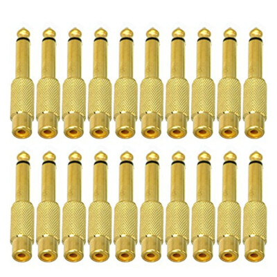 20/40PC 6.35mm 1/4'' Male Mono Plug To RCA Female Jack Audio Adapter connector ^^