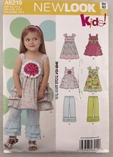 New Look Sewing Pattern 6219 Top Pants Size 1/2-4 Uncut