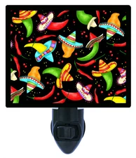 Southwest Decorative Photo Night Light, Chili Pepper Hats, Hot Peppers