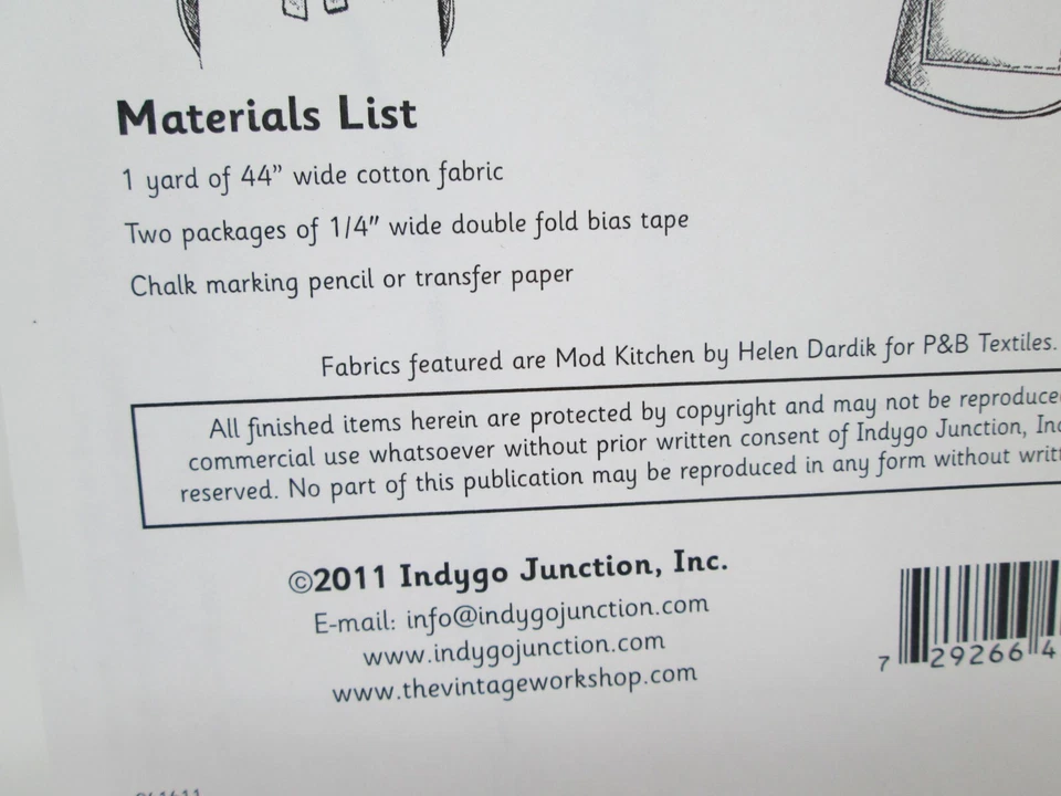 Indygo Junction One yard Overlap Apron Sewing Pattern Cut IJ903 - Image 3 of 4