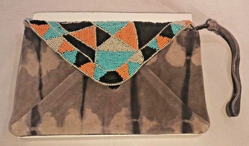 Maison Scotch La Femme Salon Marie Beaded Leather Fabric Clutch handbag - Bild 2 von 12