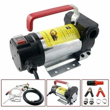 12v Fuel Transfer Pump 10 GMP w/Suction Hose and Fuel Pump Nozzle - Diesel Fuel,