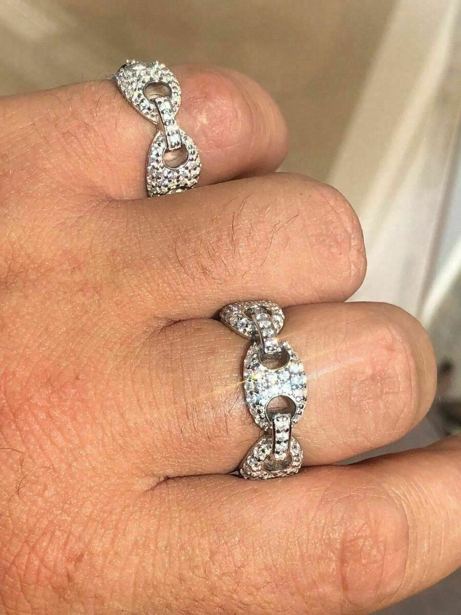 Solid 925 Silver Gucci Link CZ RING Band Size 6 7 8 9 10 11 Solid 925 Silver Gucci Link CZ RING Band Size 6 7 8 9 10 11