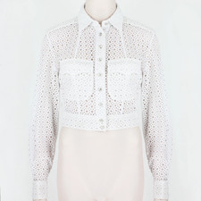 Alaia Sheer White Macrame Soleil Jacket Fr38 Uk10