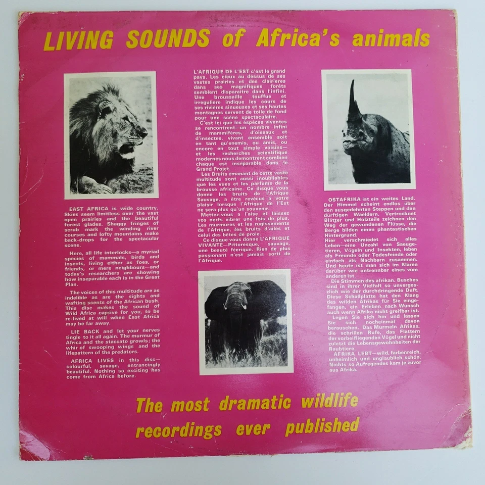 African Natural Sounds Vinyl LP Wild Africa Sounds From The African Bushlands - Image 2 of 4