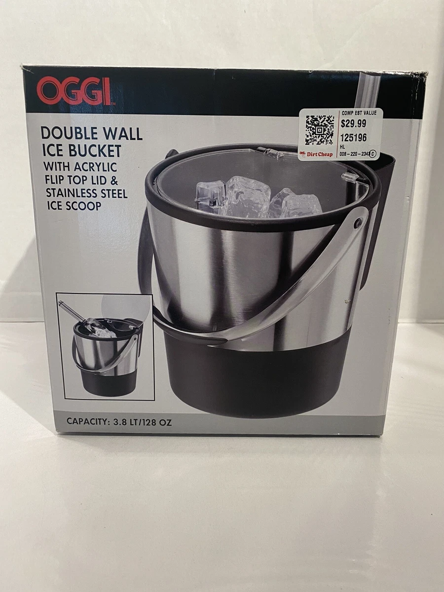 Oggi Double Wall Ice Bucket W/Acrylic Flip Top  Stainless Steel Ice Scoop  “New” 764271073117 eBay