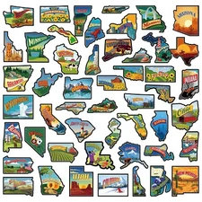 Xuhal 50 Pcs United States Map Fridge Magnets USA Souvenirs US Individual Sta...