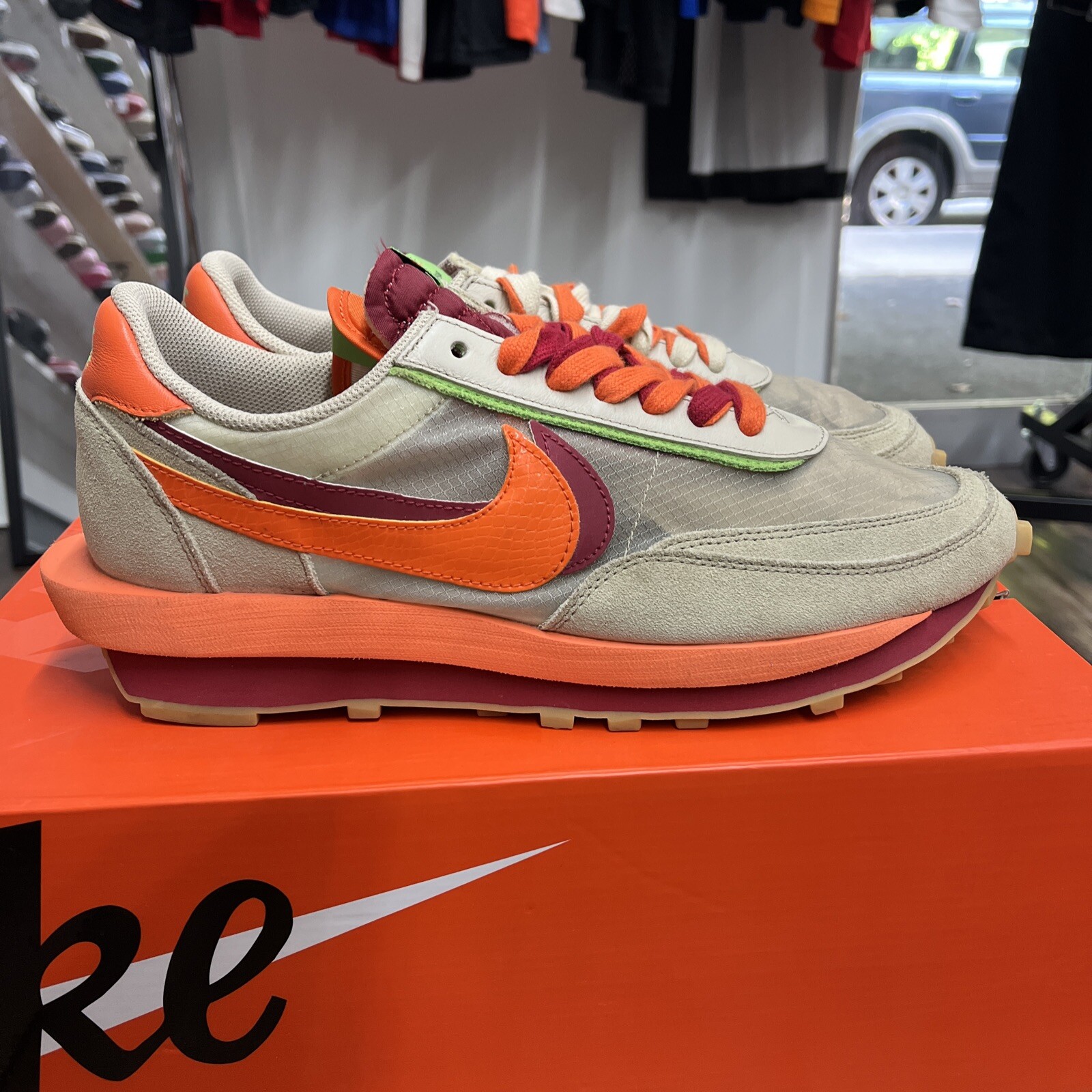 SACAI X NIKE Taglia 12 Nike sacai x Clot x LDWaffle Net arancione Blaze