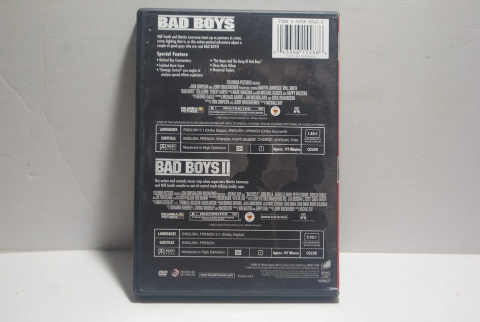 Double Feature Bad Boys 1 & 2 DVD Will Smith 1995/2003 Action Duo Comedy Cops - Image 2 of 3