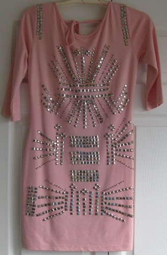 NEW short Pink backless silver trimmed Dress by Cotton Club, size 12