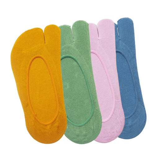 4 Pairs Candy Color Toe Socks Japanese Breathable Two-toe Miss Man