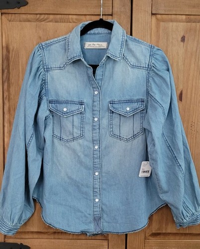 Love Denim Top Indigo Size Xs Nwt 