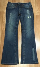 Bebe Bling Denim Jeans SIze 28 Made In USA Medium Wash Orange/ Amber Rhinestones