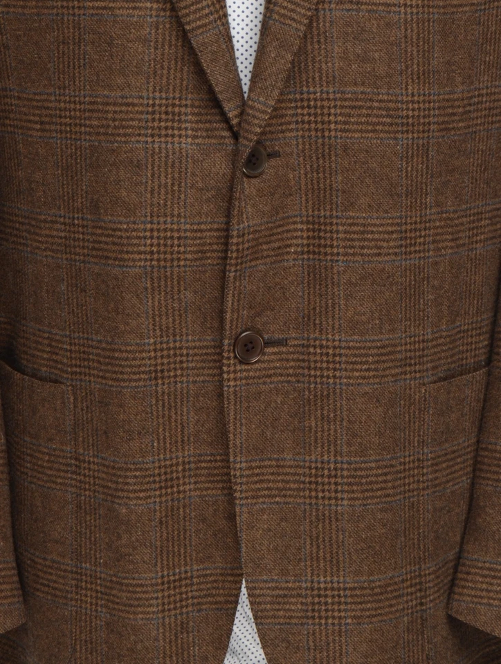 CORNELIANI Brown Glen Check Wool/Cashmere 2/3Btn EU 54R UK,US 44R Blazer Jacket - Image 4 of 4