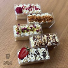 50 PCS Cuboid Plastic Reusable Party Shot Glasses Dessert Cups Cheesecake 110ml