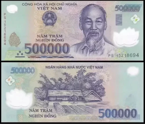 2 X 500,000 Vietnamese Dong Banknotes 1,000,000 VND Vietnam (500000 X 2) 1000000