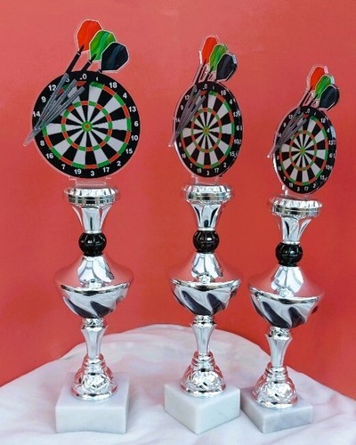 TOP Angebot 2025 ! 3er Serie Dart Acryl Steel oder E-Dart Pokale in Silber - Bild 11 von 12