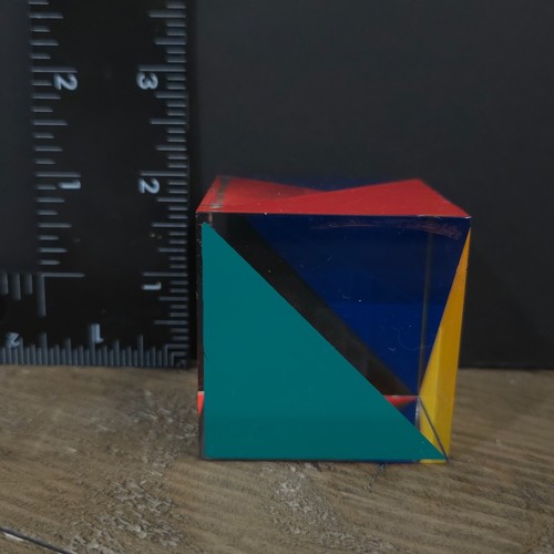 Vintage Plexiglas Acryl Briefbeschwerer MCM Mid Century Farbe Skulptur Kunst Geo Würfel - Bild 11 von 12