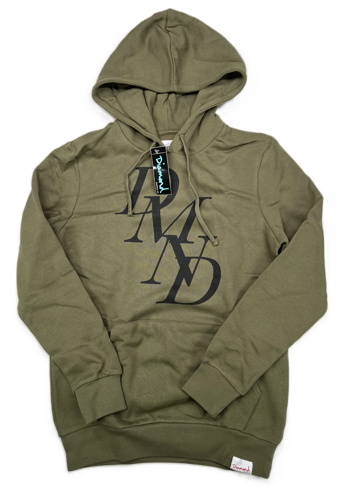 Diamond Supply Co. Men's DMND Logo Long Sleeve Hoodie Olive Green Size S NWT