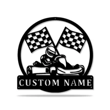 Personalized Go Kart Racing Metal Signs, Custom Racing Wall Decor, Racing Gifts