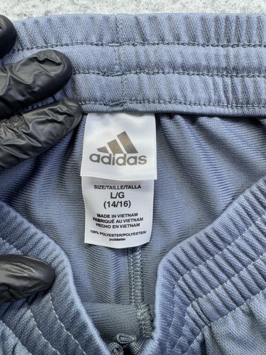 Adidas Sweatpants Youth Large (14-16) Dark Gray & Black Stripe Jogger Athletic - Picture 2 of 8