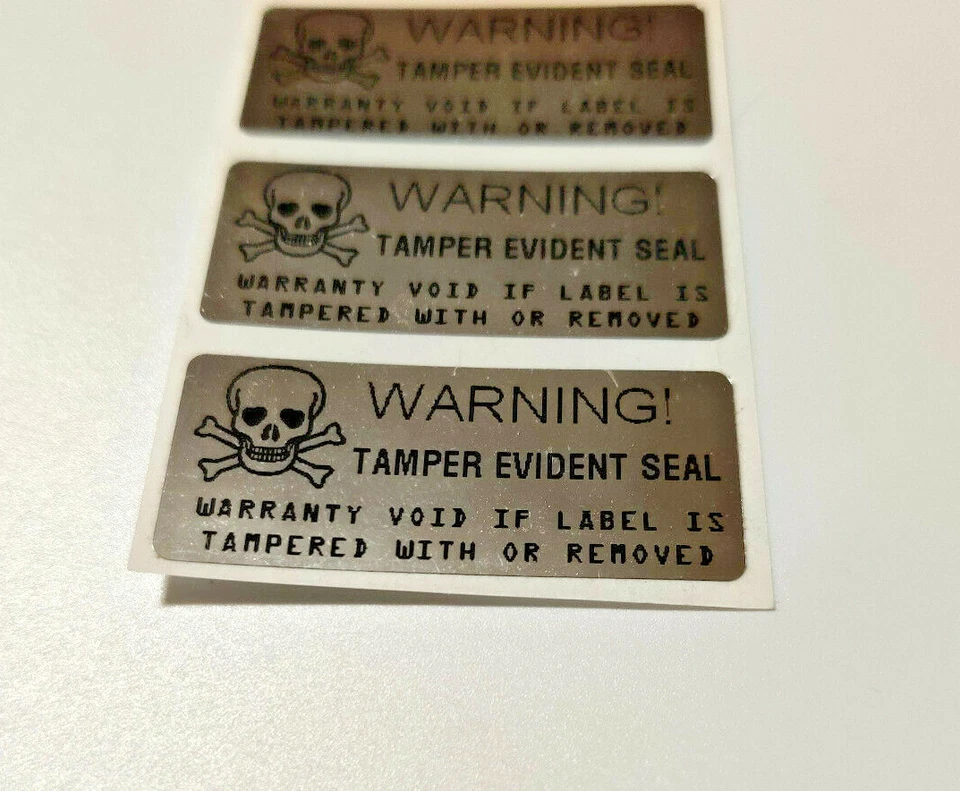 30x ~ 1.75 x 0.5 pulgadas cromo manipulación evidente garantía etiquetas de seguridad sellos calavera Foto 3 de 4