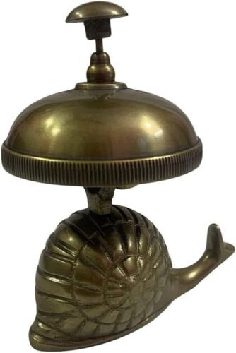 Campana de mesa náutica ornamentada de latón de latón arte antiguo de colección - Imagen 3 de 4