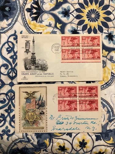 2 FDC 985 GAR Union issue. BLOCKS