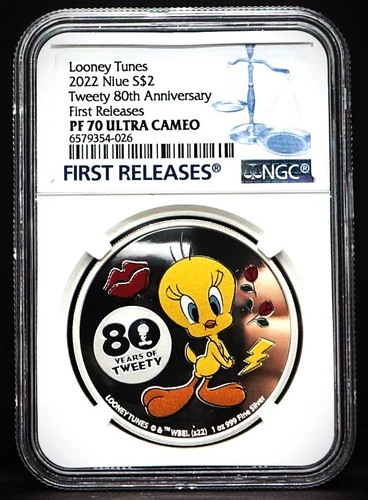 2022 NIUE $2 1oz Looney Tunes Tweety 80th Anniversary NGC PF70 UC