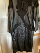 Global Identity G-iii Women’s Leather Coat Black Long Trench Duster Gothic