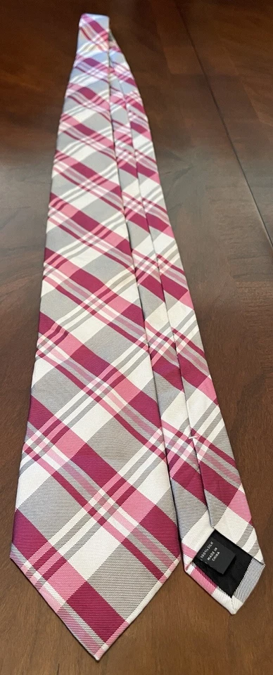 Corbata Express Gris Rosa 100% Seda Hombre Hecha en China Foto 3 de 4