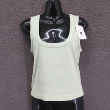 Elodie Lime Ribbed Cropped Tank Top Women’s M/L Sleeveless Stretch #4870