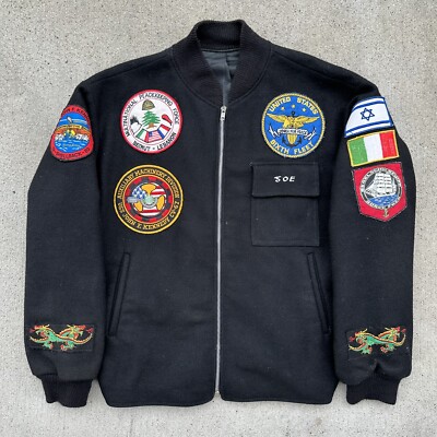 1983-84' USS. John F Kennedy CV-67 Navy Cruise Jacket Wool Black