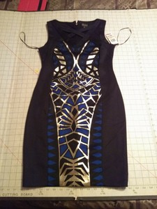 macys gold and black dress