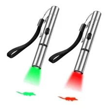 2 Pcs USB Rechargeable Laser Pointer Pen Cat Pet Toy Red Green UV Flashlight