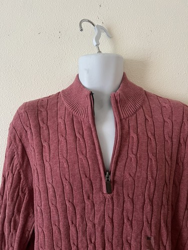 Club Room Men's Pima Cable Quarter-Zip Red Size Extra Large - Picture 5 of 10