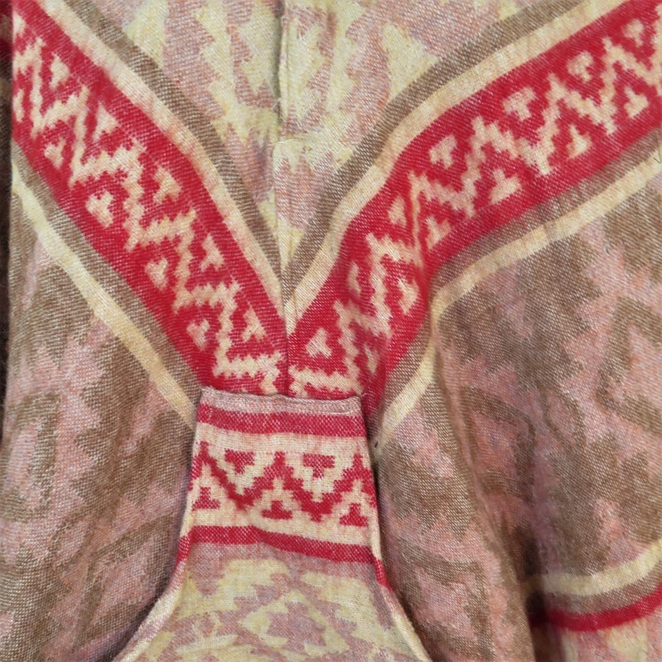 Poncho|2 Botones|Borlas | Capucha+Bolsillo|Boho|Desierto|Mezcla de Lana Yak|1 Talla|Arena Foto 4 de 4