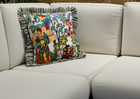 Indien Handmade Ruffled White Frida Print Fabric Home Décor frill Cushion Covers