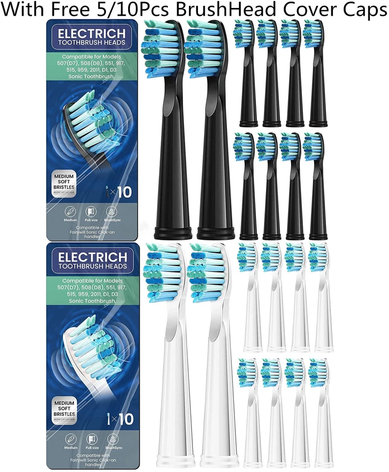 MARKENLOS 10 Elektrische Zahnbürstenköpfe Ersatzzahnsätze für Fairywill Seago ATMOKO Dnsly