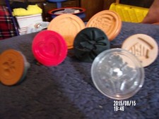 7 Cookie Presses Stamps -COLORS-2/JAZZ-FLOWERS/SPIDER/STRAWBERRIES/HEART/HOUSE