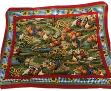 Pillow Sham Farmhouse Sunflowers Pumpkins Fall Harvest Rooster