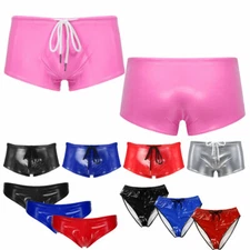 Mens Mini Bikini Thong Low Rise Briefs Boxer Briefs Underwear Leather Panties