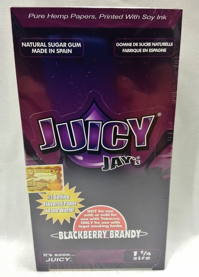 1 Box of Juicy Jay 1 1/4 Blackberry Brandy Flavor 24 Packs With Free Shipping