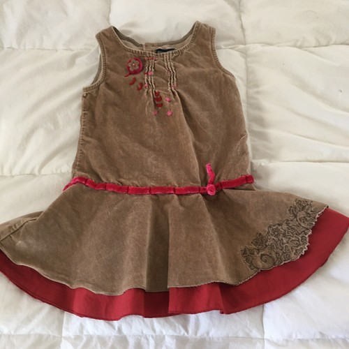 JEAN BOURGET TODDLER GIRLS DRESS SIZE 2 TAN PINK RED - Picture 6 of 6
