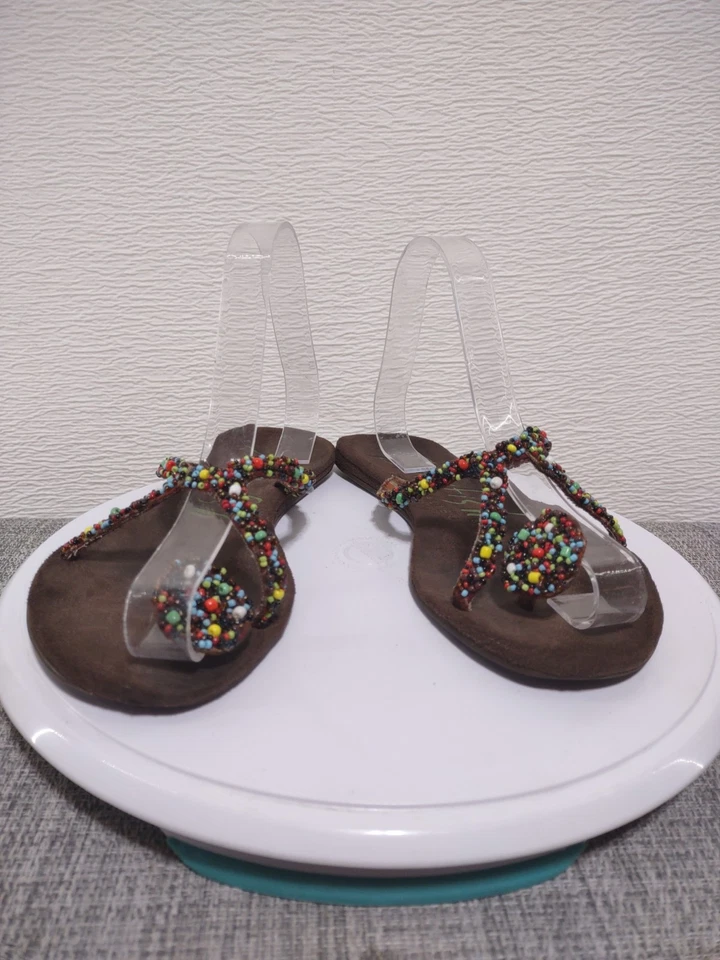 Blowfish Малибу ~ сандалии женщин Sz 6 - коричневый кожаный w бисером ремни - винтажный - Изображение 3 из 4