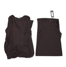 Boohoo Ribbed Midi Dress Duster Set Womens 6 Brown Square Neck Bodycon